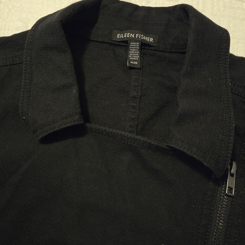 Eileen Fisher organic cotton moto jacket, size medium - Picture 2 of 9